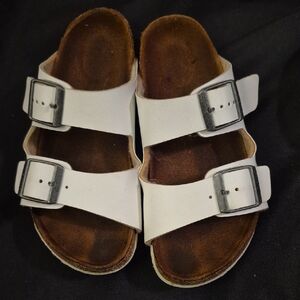 Kids White Double Buckle Sandals